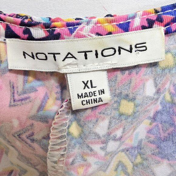 NOTATIONS Tiered Ruffle Front XL Short Flutter Sleeve Slinky Stretch Knit Top - Picture 9 of 11